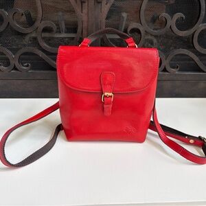 Patricia Nash Small Red Leather Convertible Backpack